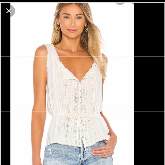 Spell Tops - Spell Designs Cinder cami tank top with lace & ribbon & button front.